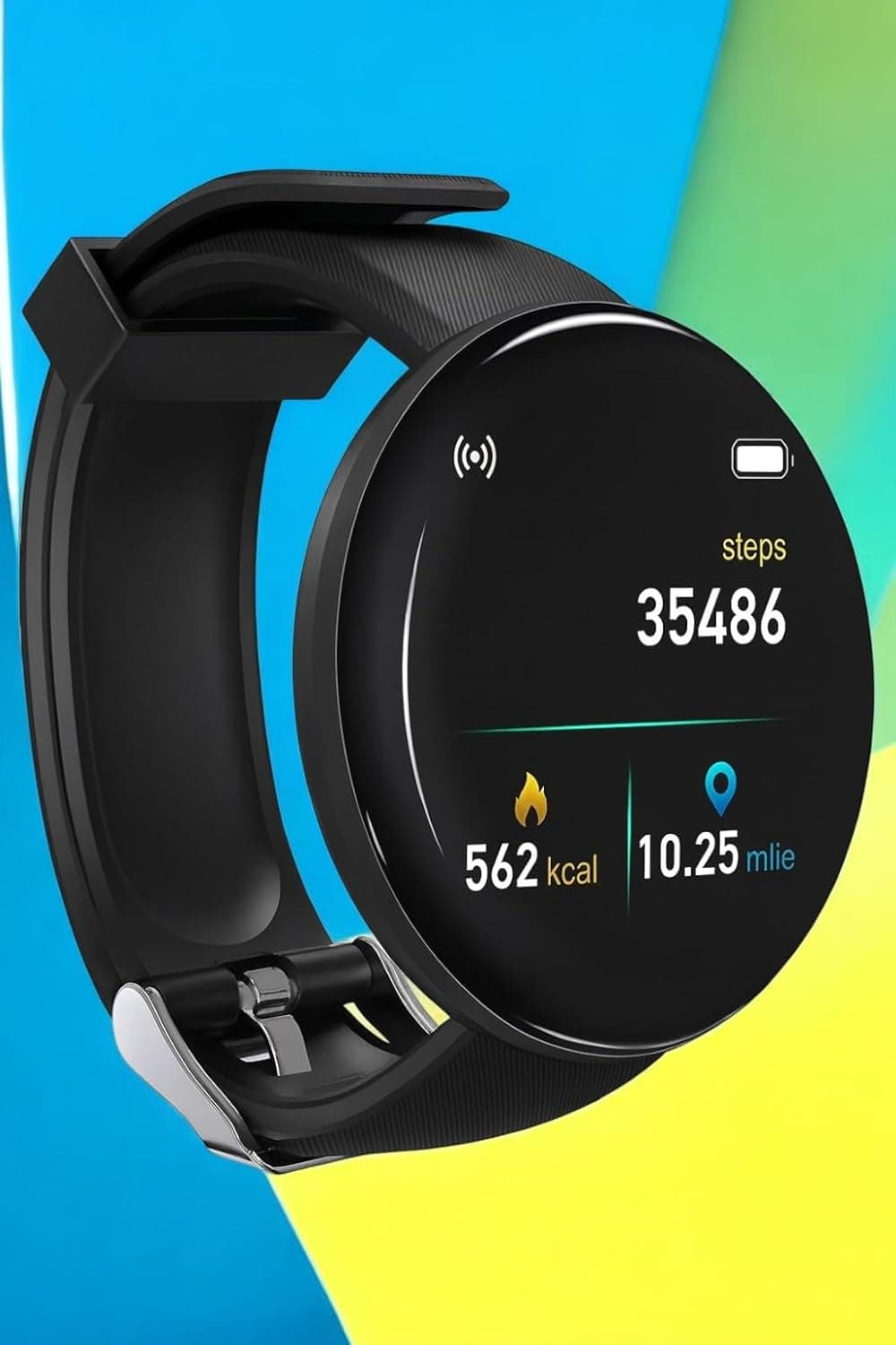 Fitness Tracker Pro Smart Watch for Men, Black Silicone Band, 1.3 Inch Color Display, Heart Rate Monitor, IP67 Water Resistant