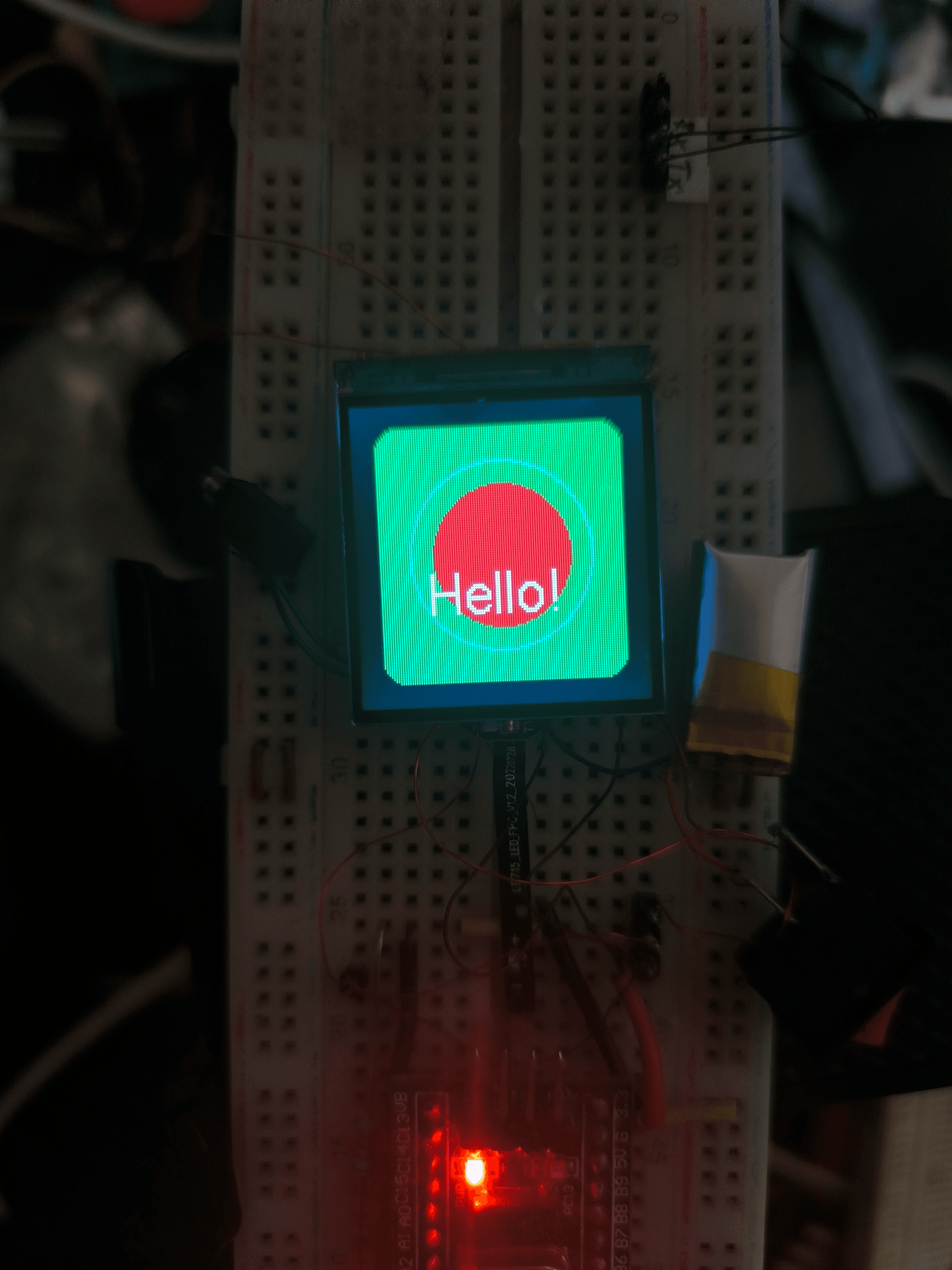 The watch showing text drawn by my own firmware